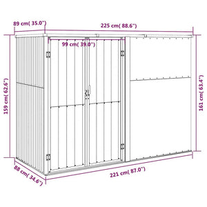 vidaXL Garden Shed Green 225x89x161 cm Galvanized Steel