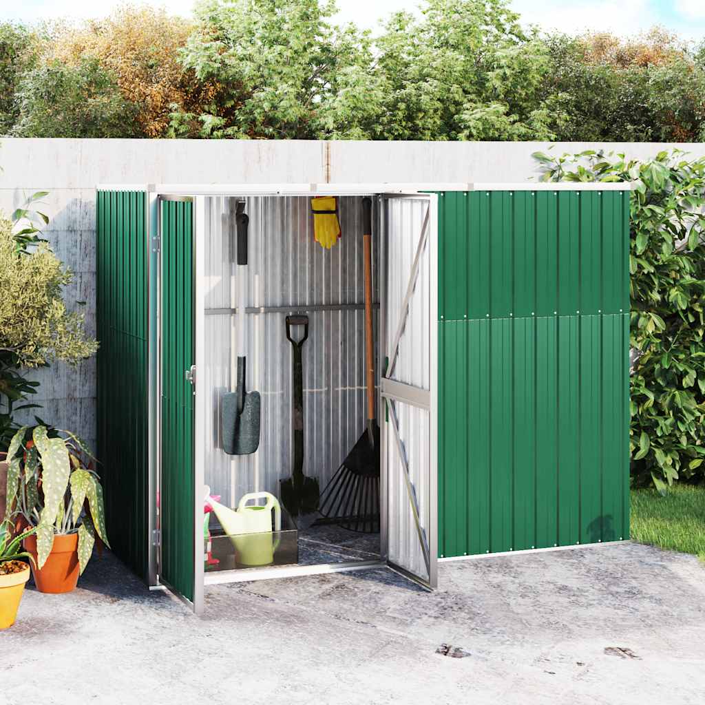 vidaXL Garden Shed Green 225x89x161 cm Galvanized Steel