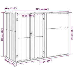 vidaXL Shed Grey 225x89x161 cm Galvanized Steel