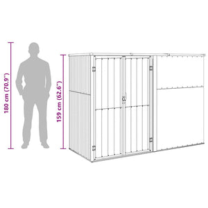 vidaXL Shed Grey 225x89x161 cm Galvanized Steel