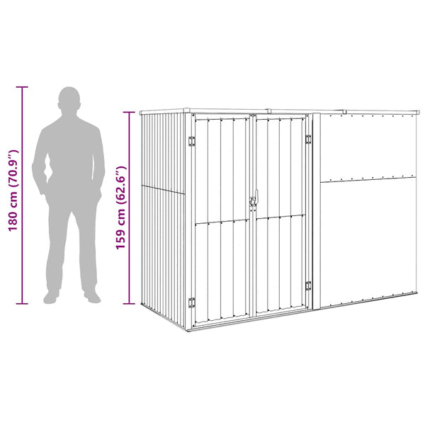 vidaXL Shed Grey 225x89x161 cm Galvanized Steel