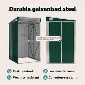 vidaXL Lean-to Shed Green 118x100x178 cm Galvanised Steel