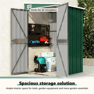 vidaXL Lean-to Shed Green 118x100x178 cm Galvanised Steel