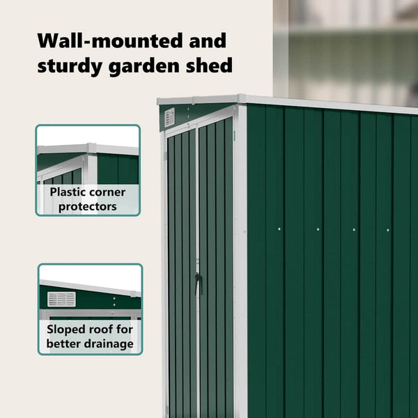 vidaXL Lean-to Shed Green 118x100x178 cm Galvanised Steel