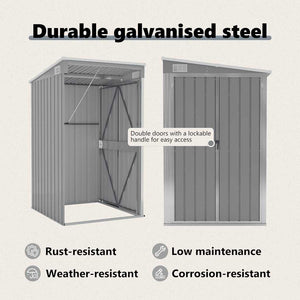vidaXL Lean-to Shed Grey 118x100x178 cm Galvanized Steel