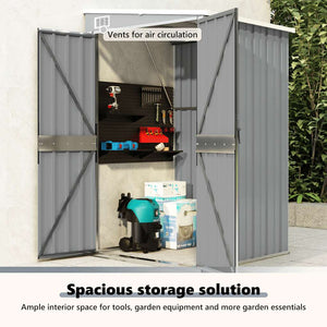vidaXL Lean-to Shed Grey 118x100x178 cm Galvanized Steel