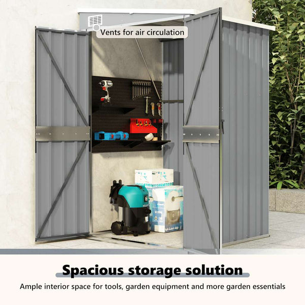 vidaXL Lean-to Shed Grey 118x100x178 cm Galvanized Steel