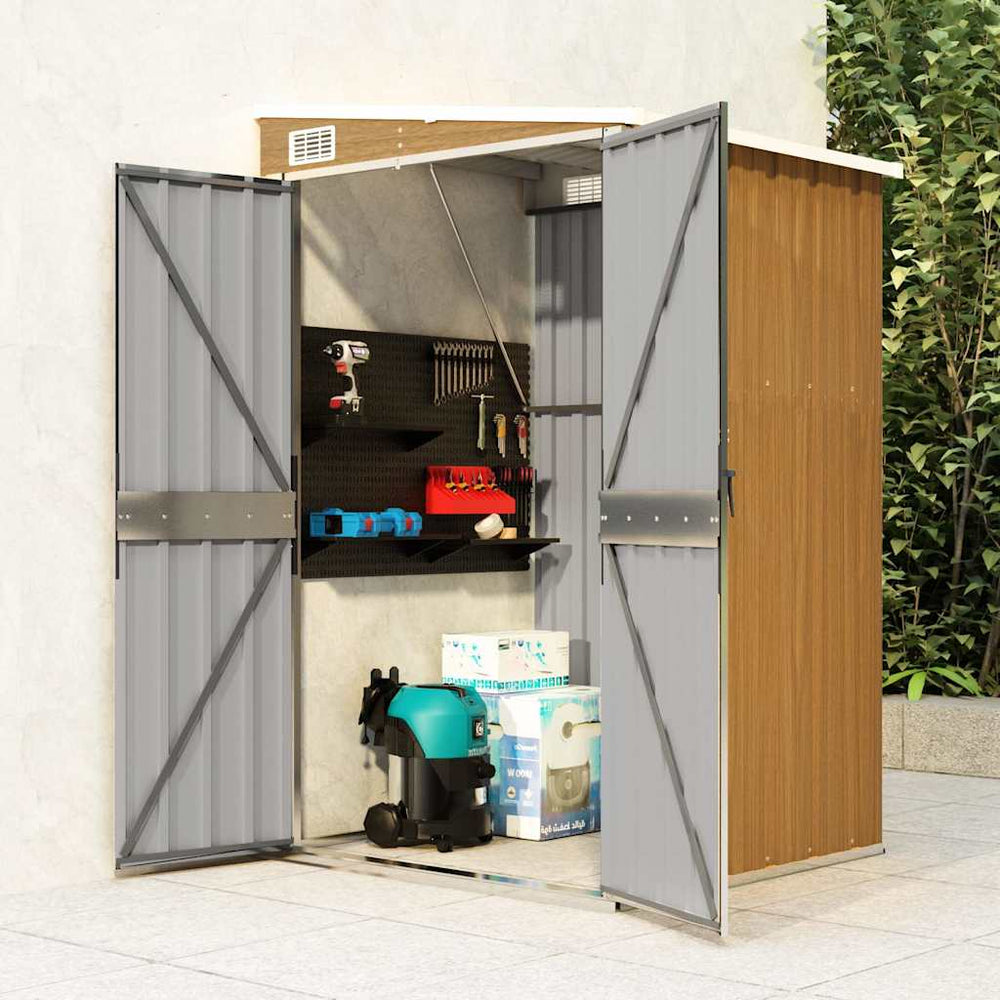 vidaXL Lean-to Shed Brown 118x100x178 cm Galvanised Steel