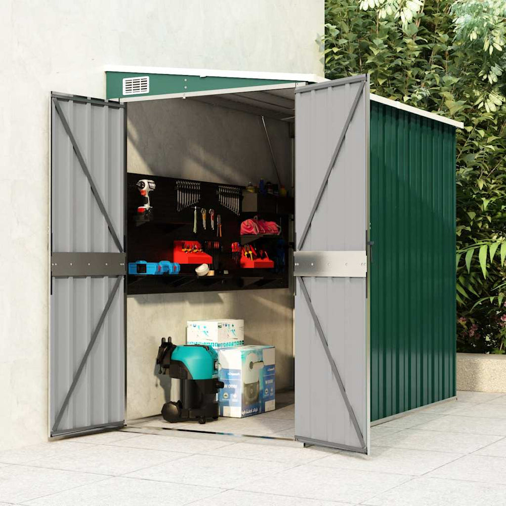 vidaXL Lean-to Shed Green 118x194x178 cm Galvanized Steel
