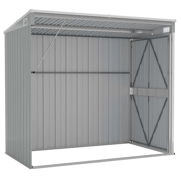 vidaXL Lean-to Shed Grey 118x194x178 cm Galvanised Steel