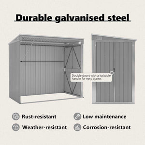 vidaXL Lean-to Shed Grey 118x194x178 cm Galvanised Steel