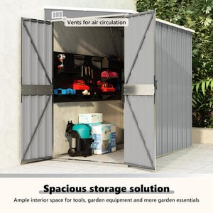 vidaXL Lean-to Shed Grey 118x194x178 cm Galvanised Steel