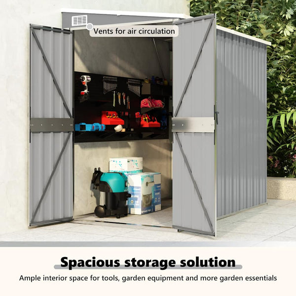 vidaXL Lean-to Shed Grey 118x194x178 cm Galvanised Steel