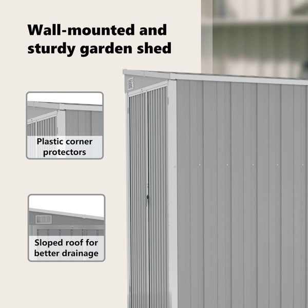 vidaXL Lean-to Shed Grey 118x194x178 cm Galvanised Steel
