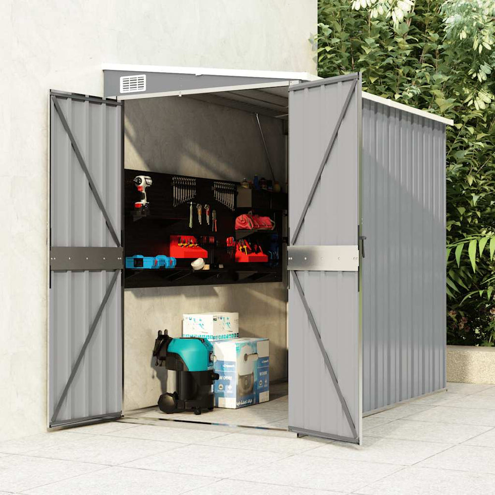 vidaXL Lean-to Shed Grey 118x194x178 cm Galvanised Steel