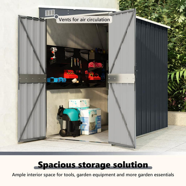 vidaXL Lean-to Shed Anthracite 118x194x178 cm Galvanized Steel