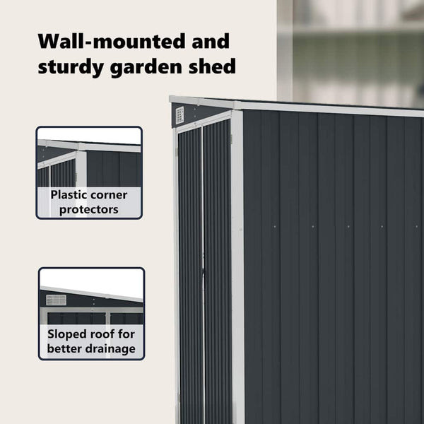 vidaXL Lean-to Shed Anthracite 118x194x178 cm Galvanized Steel