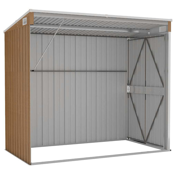 vidaXL Lean-to Shed Brown 118x194x178 cm Galvanized Steel