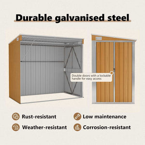 vidaXL Lean-to Shed Brown 118x194x178 cm Galvanized Steel
