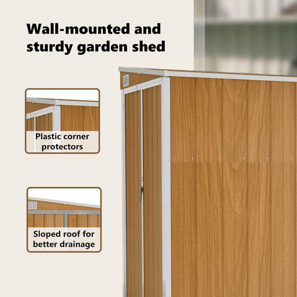vidaXL Lean-to Shed Brown 118x194x178 cm Galvanized Steel