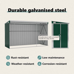 vidaXL Lean-to Shed Green 118x288x178 cm Galvanized Steel