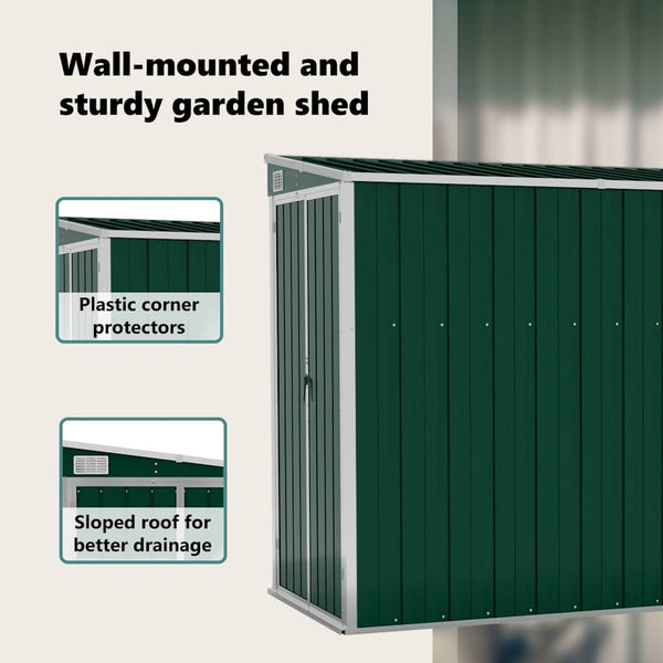 vidaXL Lean-to Shed Green 118x288x178 cm Galvanized Steel