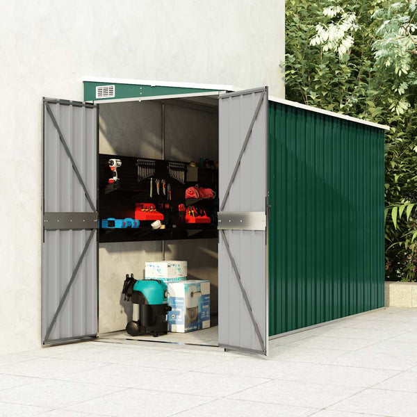 vidaXL Lean-to Shed Green 118x288x178 cm Galvanized Steel