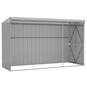 vidaXL Lean-to Shed Grey 118x288x178 cm Galvanized Steel