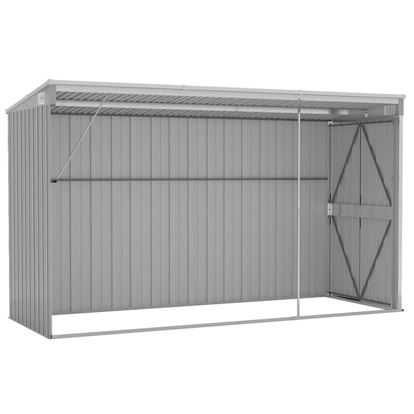 vidaXL Lean-to Shed Grey 118x288x178 cm Galvanized Steel
