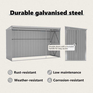 vidaXL Lean-to Shed Grey 118x288x178 cm Galvanized Steel