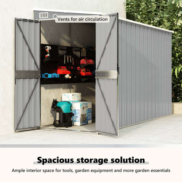 vidaXL Lean-to Shed Grey 118x288x178 cm Galvanized Steel