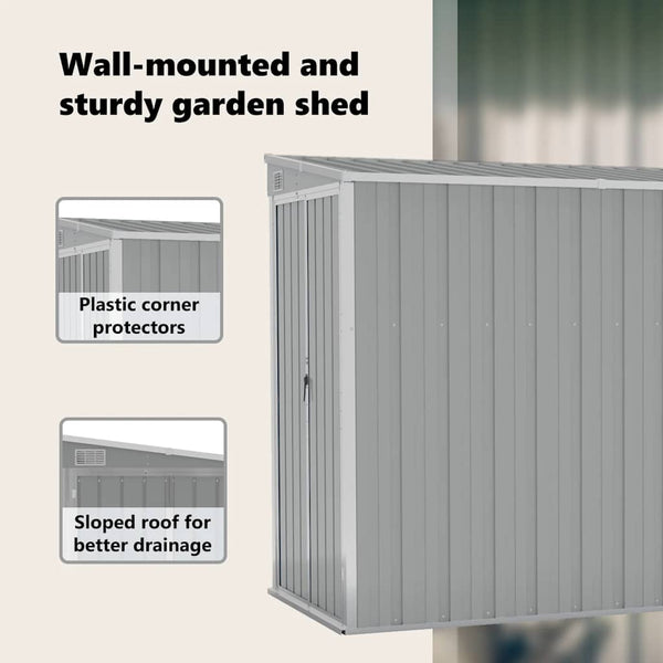 vidaXL Lean-to Shed Grey 118x288x178 cm Galvanized Steel