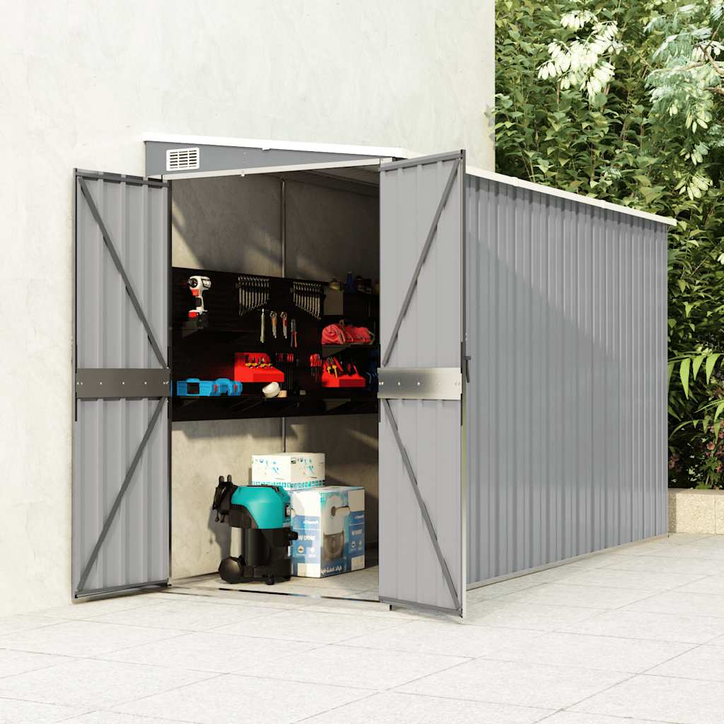 vidaXL Lean-to Shed Grey 118x288x178 cm Galvanized Steel