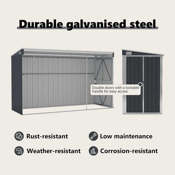 vidaXL Lean-to Shed Anthracite 118x288x178 cm Galvanized Steel