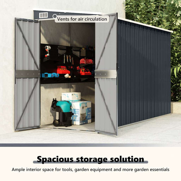 vidaXL Lean-to Shed Anthracite 118x288x178 cm Galvanized Steel