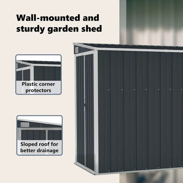 vidaXL Lean-to Shed Anthracite 118x288x178 cm Galvanized Steel