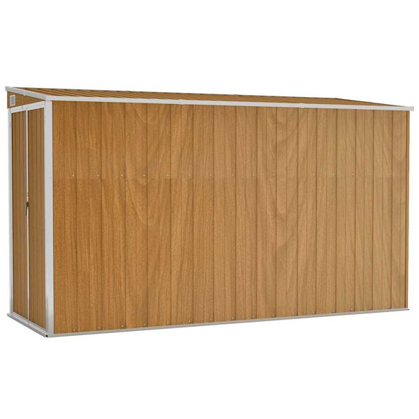 vidaXL Wall-Mounted Garden Shed Brown 118 x 288 x 178 cm Galvanised Steel