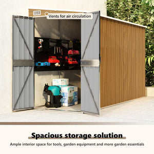 vidaXL Wall-Mounted Garden Shed Brown 118 x 288 x 178 cm Galvanised Steel