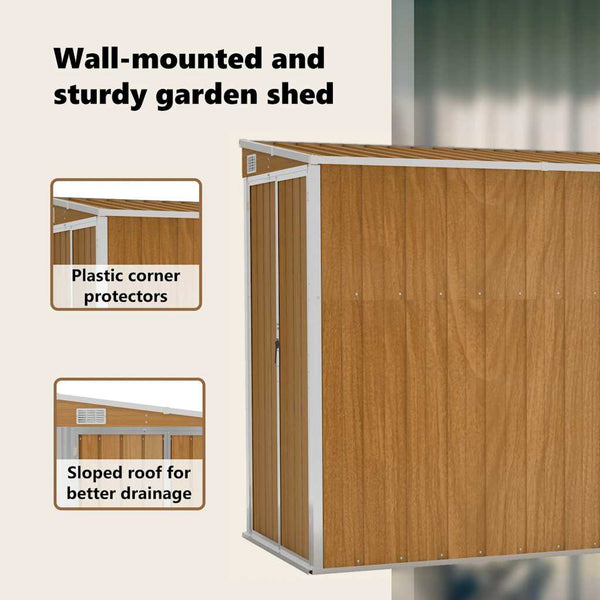 vidaXL Wall-Mounted Garden Shed Brown 118 x 288 x 178 cm Galvanised Steel