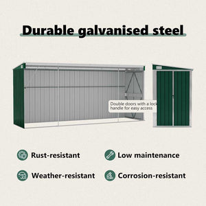 vidaXL Lean-to Shed Green 118x382x178 cm Galvanised Steel