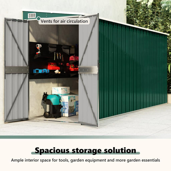 vidaXL Lean-to Shed Green 118x382x178 cm Galvanised Steel