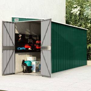 vidaXL Lean-to Shed Green 118x382x178 cm Galvanised Steel
