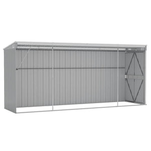 vidaXL Lean-to Shed Grey 118x382x178 cm Galvanized Steel