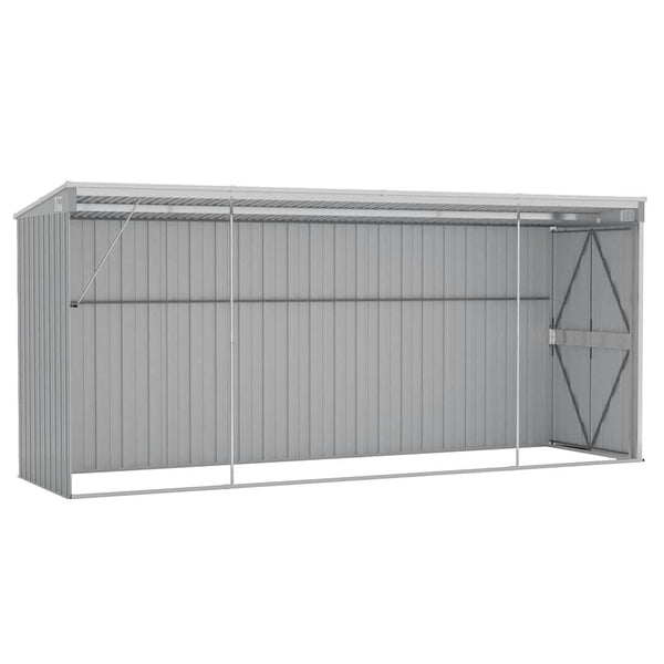 vidaXL Lean-to Shed Grey 118x382x178 cm Galvanized Steel