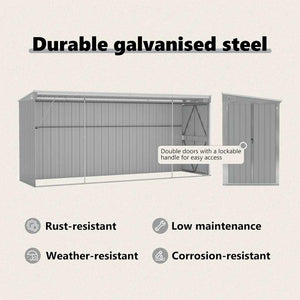 vidaXL Lean-to Shed Grey 118x382x178 cm Galvanized Steel