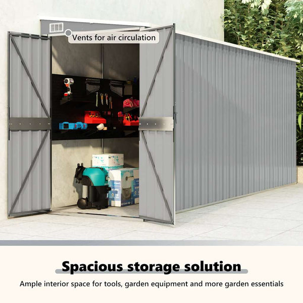 vidaXL Lean-to Shed Grey 118x382x178 cm Galvanized Steel