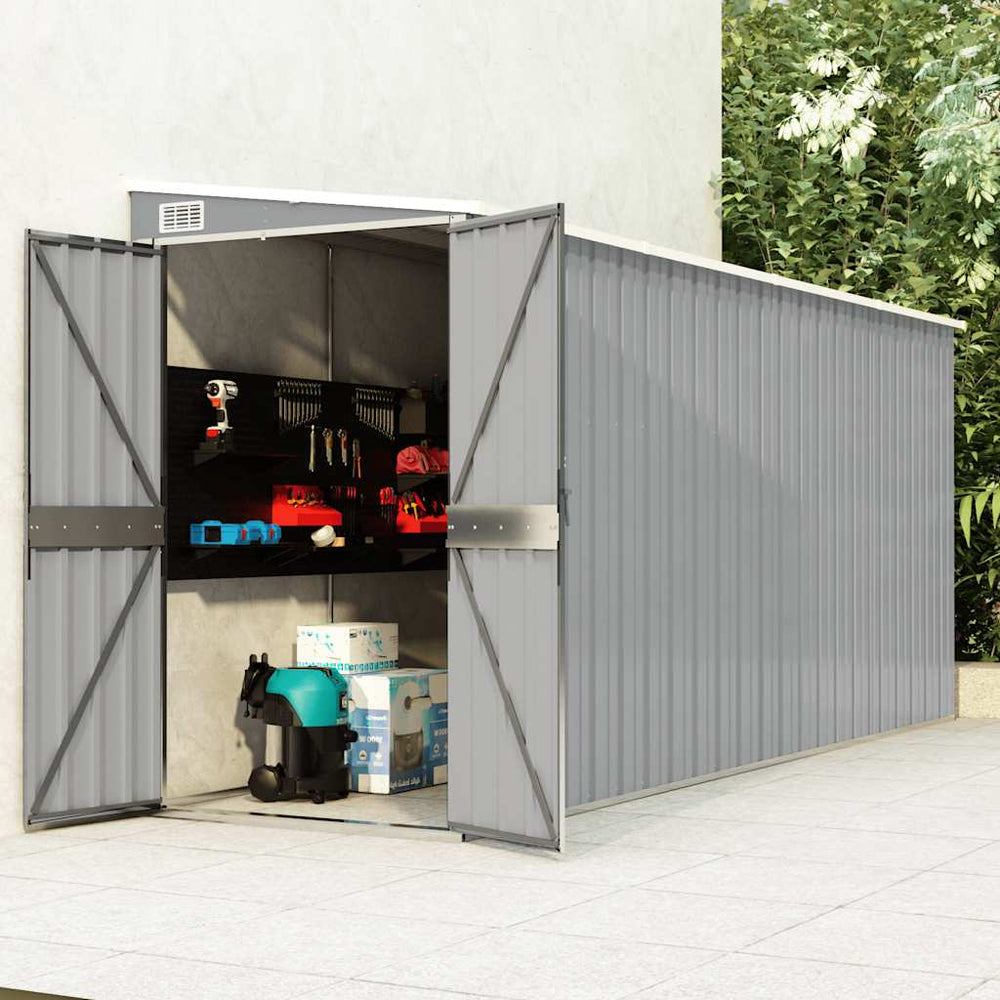 vidaXL Lean-to Shed Grey 118x382x178 cm Galvanized Steel
