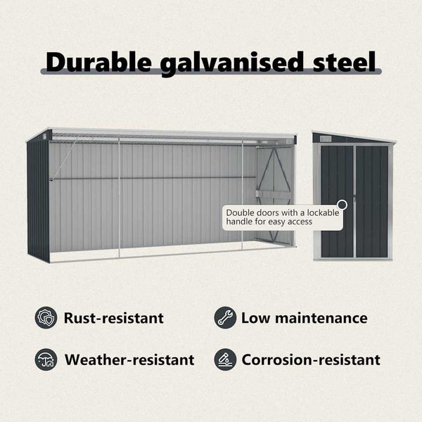 vidaXL Lean-to Shed Anthracite 118x382x178 cm Galvanized Steel