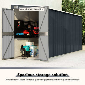 vidaXL Lean-to Shed Anthracite 118x382x178 cm Galvanized Steel