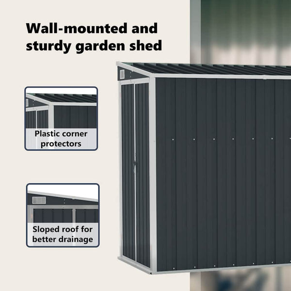 vidaXL Lean-to Shed Anthracite 118x382x178 cm Galvanized Steel